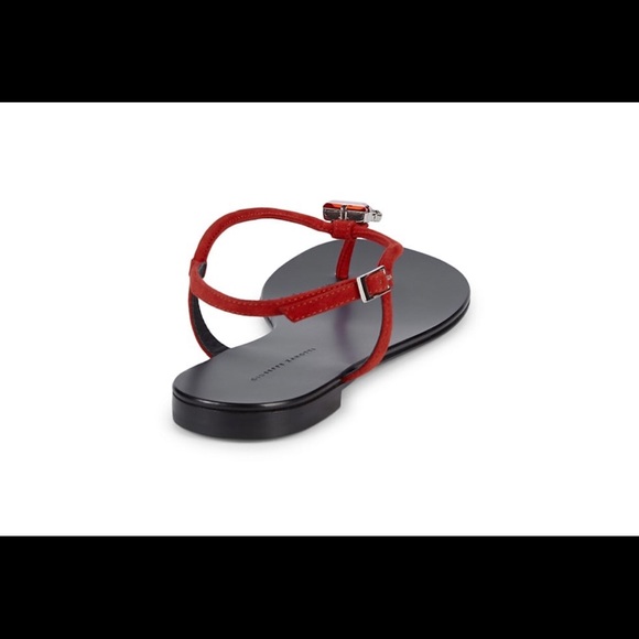 Giuseppe Zanotti Red Suede Embellished Sandals NWT - Picture 4 of 7